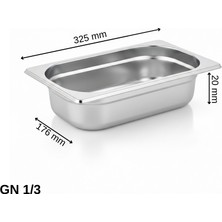 Üret Çelik Üret Standart Gastronom Küvet Gn 1/3 20 mm 0,75 lt