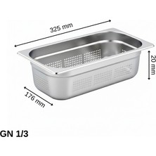 Üret Çelik Üret Delikli gastronom Küvet Gn 1/3 20 mm 0,75 lt