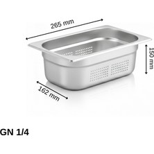 Üret Çelik Üret Delikli gastronom Küvet Gn 1/4 150 MM 4 lt