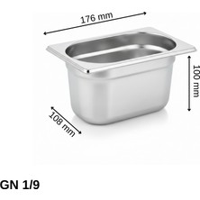 Üret Çelik Üret Standart Gastronom Küvet Gn 1/9 100 MM 1 lt