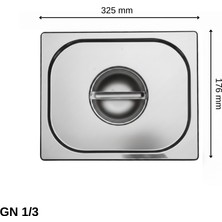 Üret Çelik Üret Standart gastronom Küvet Kapağı Gn 1/3 (32,5 × 17,6 cm)