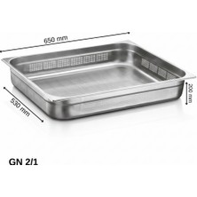 Üret Çelik Üret Delikli gastronom Küvet Gn 2/1 200 MM 57,5 lt