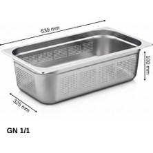 Üret Çelik Üret Delikli gastronom Küvet Gn 1/1 100 MM 14 lt