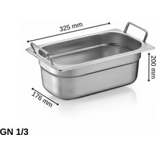 Üret Çelik Üret Saplı Gastronom Küvet Gn 1/3 200 mm 7.8 Lt