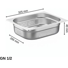 Üret Çelik Üret Delikli gastronom Küvet Gn 1/2 40 mm 2 lt