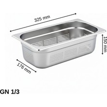 Üret Çelik Üret Delikli gastronom Küvet Gn 1/3 150 MM 5,7 lt