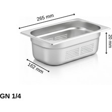 Üret Çelik Üret Delikli gastronom Küvet Gn 1/4 20 mm 0,5 lt