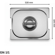 Üret Çelik Üret Saplı Gastronom Küvet Kapağı Gn 1/1 (53 × 32,5 cm)