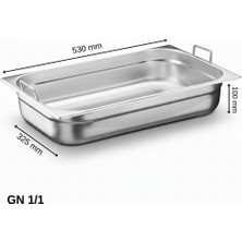 Üret Çelik Üret Saplı Gastronom Küvet Gn 1/1 100 mm 14 Lt