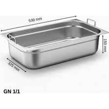 Üret Çelik Üret Saplı Gastronom Küvet Gn 1/1 150 mm 21 Lt