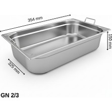 Üret Çelik Üret Saplı Gastronom Küvet Gn 2/3 150 mm 13 Lt