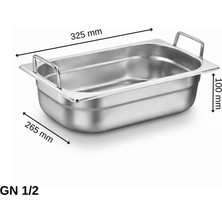 Üret Çelik Üret Saplı Gastronom Küvet Gn 1/2 100 mm 6.5 Lt