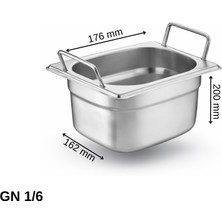 Üret Çelik Üret Saplı Gastronom Küvet Gn 1/6 200 mm 3.4 Lt