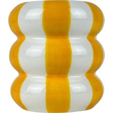 Que Rico - El Boyaması Küçük Saksı Sarı&beyaz