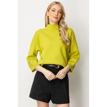 Mutlu Ertan Kadın Kapri Kol Çizgili Bluz Yesil 20140