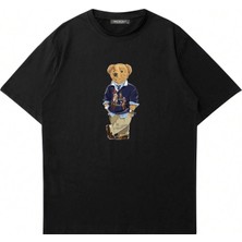 Mad&Calf  Unisex Teddy Dady Baskılı Bisiklet Yaka Oversize Tshirt