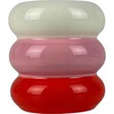 Que Rico - El Boyaması Küçük Saksı Beyaz&pembe&turuncu