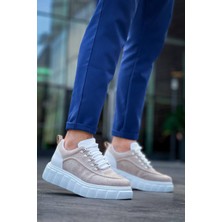 Zapatos KB-X10 Erkek Günlük Bağcıklı Süet Spor Sneaker Ayakkabı Sbt - Bej/beyaz
