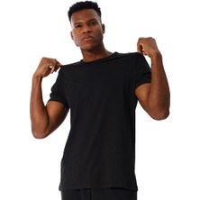Sportive Seto Erkek Siyah Günlük Stil T-Shirt 25YE002-SYH