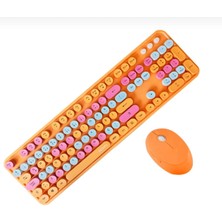 ForWhat Büro Ev Ofis Bilgisayarı Için Turuncu Stil Klavye Mouse Set