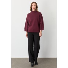 Mutlu Ertan Kadın Kapri Kol Çizgili Bluz Bordo 20140