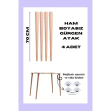 Cangul Ahşap 70 cm Ham Konik Ayak 4 Adet