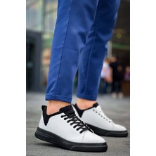 Zapatos KB-X204 Erkek Günlük Bağcıklı Keten Spor Sneaker Ayakkabı Ksbt - Beyaz/siyah