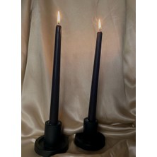 MumKusag Siyah Şamdan Mum Takım Iki Adet Mum İki Adet Şamdan