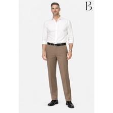 BURSPA Rahat Kesim Pamuklu Keten Krem Baba Erkek Pantolon