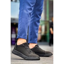 Zapatos KB-X204 Erkek Günlük Bağcıklı Keten Spor Sneaker Ayakkabı Kst - Siyah