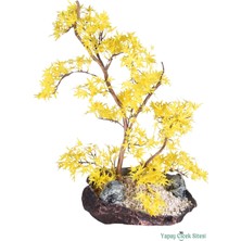 Yapay Çiçek Sitesi Fiber Saksıda Yapay Bonsai Ağacı 70 cm Sarı