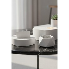 Safir Design 3'lü Dekoratif Set - Kalp Mumluk, Kartlık ve Geometrik Minik Kase