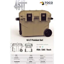 Toco Premium Coolers Taşınabilir Tekerlekli Soğutucu Kamp Buzluğu 45 Lt Premium Kamp ve Araç Termosu Cooler Box