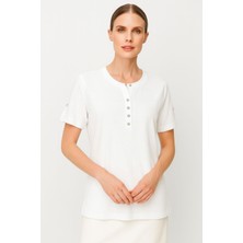 Mutlu Ertan Kadın Patlı Kısa Kolu Bluz Ekru 30397