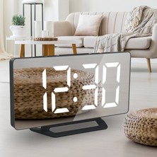 Hpytech🪞 LED Aynalı Dijital  Masa&duvar Saati ⏰sessiz, Termometre, USB Şarj,alarm 🔔 Modern Şık Tasarım