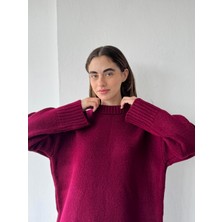 Retrobird Pinterest Oversize Basic Kazak Kadın Bordo