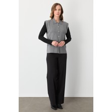 Mutlu Ertan Kadın Cepli Kolsuz Yelek Orta Gri 20293