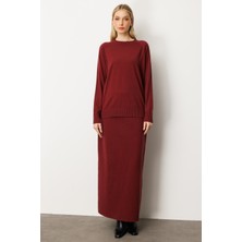 Mutlu Ertan Kadın Uzun Triko Etek Bordo 20233