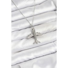 Taş Ve Oyun Atölyesi Taşveoyunatölyesi 316L Çelik Zincir Gümüş Renk Uçak Model Kadın Kolye TG27BKO10616