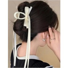 Skygo Kadın Siyah Fiyonk Kuyruklu Mandal Toka, Kadın Çocuk Mandal Toka, Lastik Toka Seti, Toka Organizer, Kadife Toka Krem