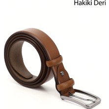 Gönderi(r) Erkek Taba Antik Hakiki Deri 3,5 Cm Klasik Kemer