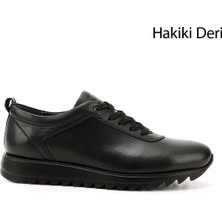 Gönderi(r) Erkek Siyah  Hakiki Deri Bağcıklı Sneaker