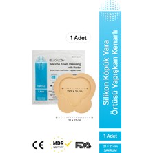 LUOFUCON® Silikon Jel Yapışkanlı Köpük Sakrum Kalça Yara Örtüsü Bası ve Yatak Yarası 21x21cm (1 Adet)