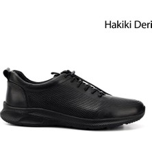 Gönderi(r) Erkek Siyah  Bağcıklı Kauçuk Taban Hakiki Deri Sneaker