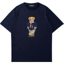 Mad&Calf  Unisex Teddy Dady Baskılı Bisiklet Yaka Oversize Tshirt
