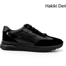 Gönderi(r) Erkek Siyah Bağcıklı Jel Tabanlıklı Hakiki Deri Sneaker