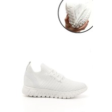 Gönderi(r) Kadın Beyaz Triko Bağcıklı Memory Foam Tabanlıklı Comfort Sneaker