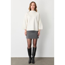 Mutlu Ertan Kadın Kapri Kol Çizgili Bluz Ekru 20140