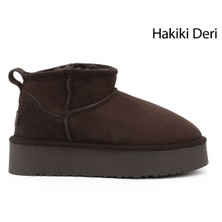 Gönderi(r) Kadın Kahve Nubuk Mini Platform Taban Hakiki Deri Kürklü Bot