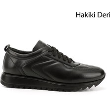 Gönderi(r) Erkek Siyah Hakiki Deri Bağcıklı Sneaker